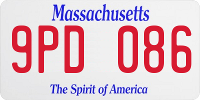 MA license plate 9PD086