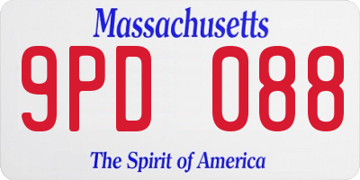 MA license plate 9PD088