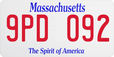 MA license plate 9PD092