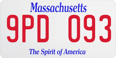 MA license plate 9PD093