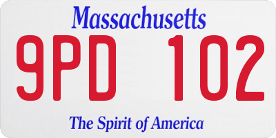 MA license plate 9PD102