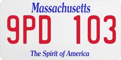 MA license plate 9PD103