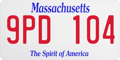 MA license plate 9PD104