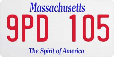 MA license plate 9PD105