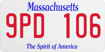 MA license plate 9PD106