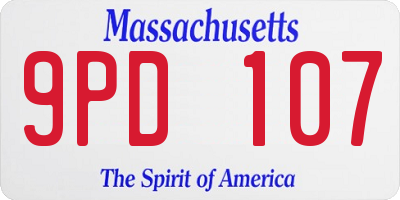 MA license plate 9PD107