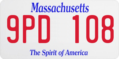 MA license plate 9PD108