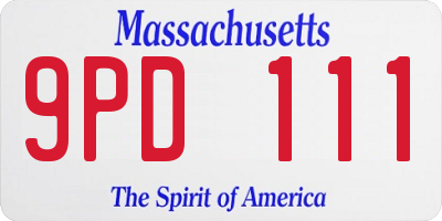 MA license plate 9PD111