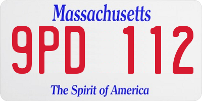 MA license plate 9PD112