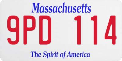 MA license plate 9PD114