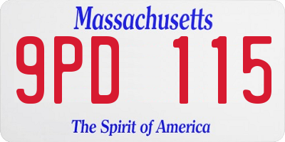 MA license plate 9PD115