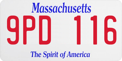 MA license plate 9PD116