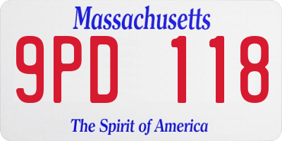 MA license plate 9PD118