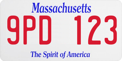 MA license plate 9PD123