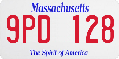 MA license plate 9PD128
