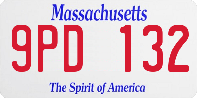 MA license plate 9PD132