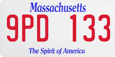 MA license plate 9PD133