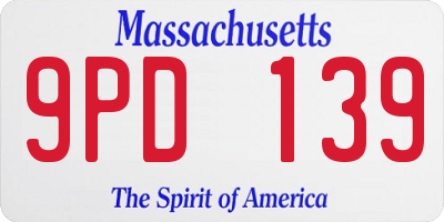 MA license plate 9PD139