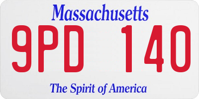 MA license plate 9PD140