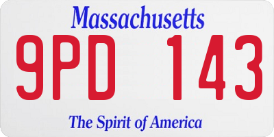 MA license plate 9PD143