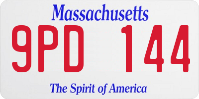 MA license plate 9PD144