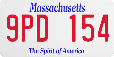MA license plate 9PD154