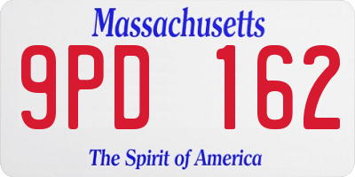 MA license plate 9PD162