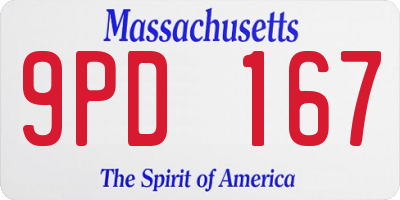MA license plate 9PD167