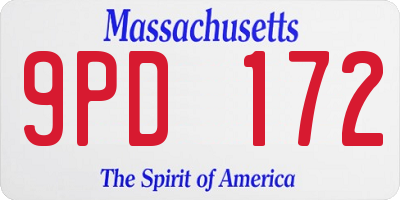 MA license plate 9PD172