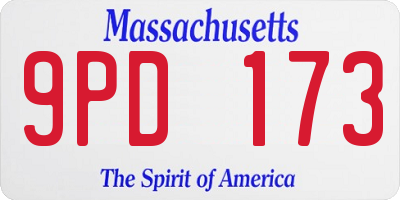MA license plate 9PD173