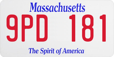MA license plate 9PD181