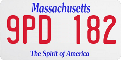 MA license plate 9PD182