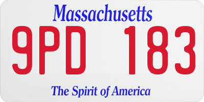 MA license plate 9PD183