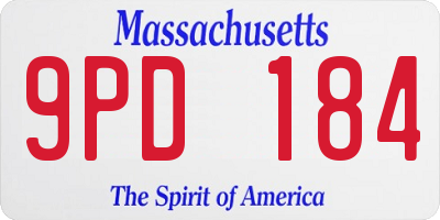 MA license plate 9PD184