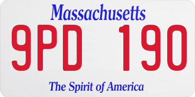 MA license plate 9PD190
