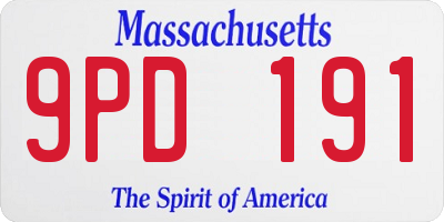 MA license plate 9PD191