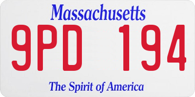 MA license plate 9PD194