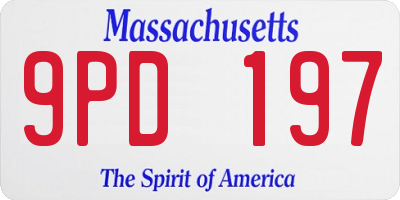 MA license plate 9PD197