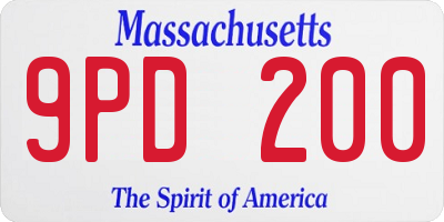 MA license plate 9PD200