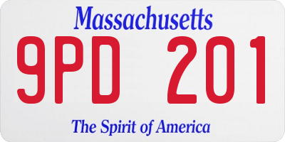 MA license plate 9PD201