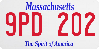 MA license plate 9PD202