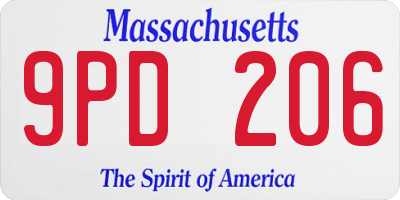 MA license plate 9PD206