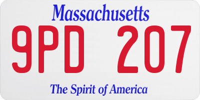 MA license plate 9PD207