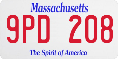 MA license plate 9PD208