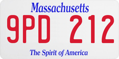 MA license plate 9PD212