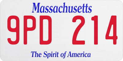 MA license plate 9PD214