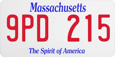 MA license plate 9PD215