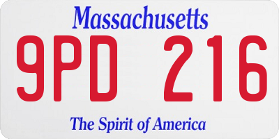 MA license plate 9PD216