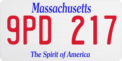 MA license plate 9PD217