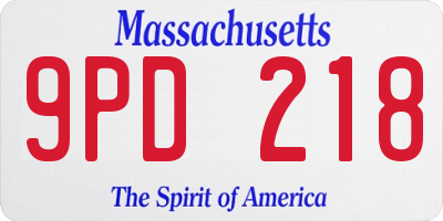 MA license plate 9PD218